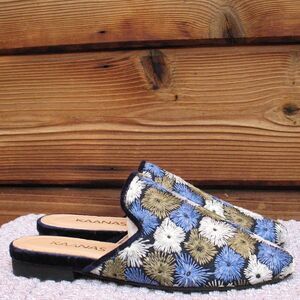 NWT Kaanas Blue Embroidered Mules Shoes